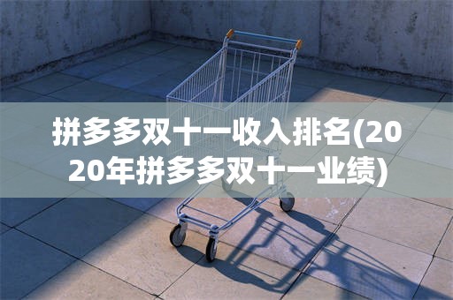 拼多多双十一收入排名(2020年拼多多双十一业绩)