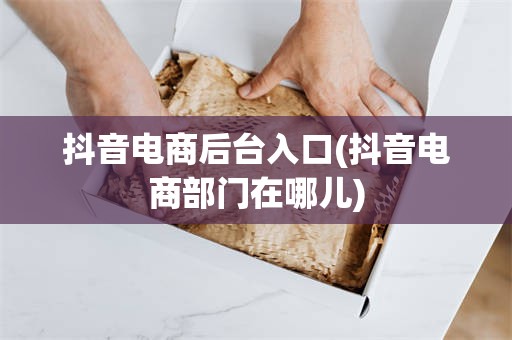 抖音电商后台入口(抖音电商部门在哪儿)